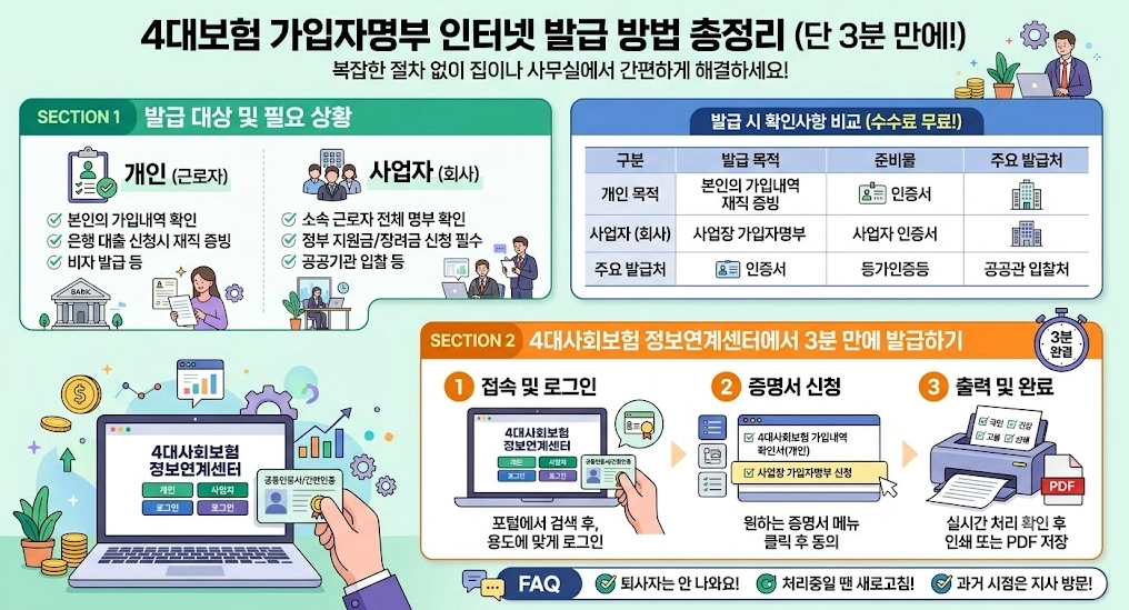 4대보험-가입자명부-서류준비-가입확인서-인터넷