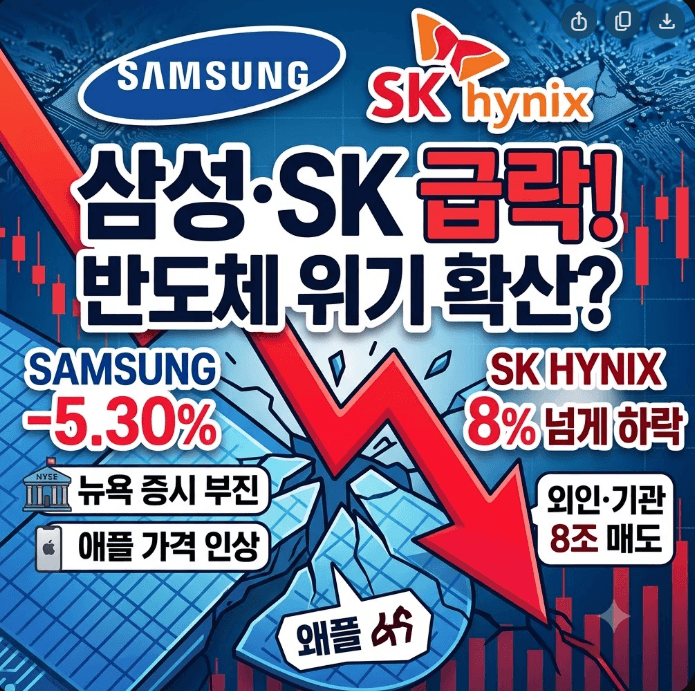 삼성전자 SK하이닉스 주가 급락 원인